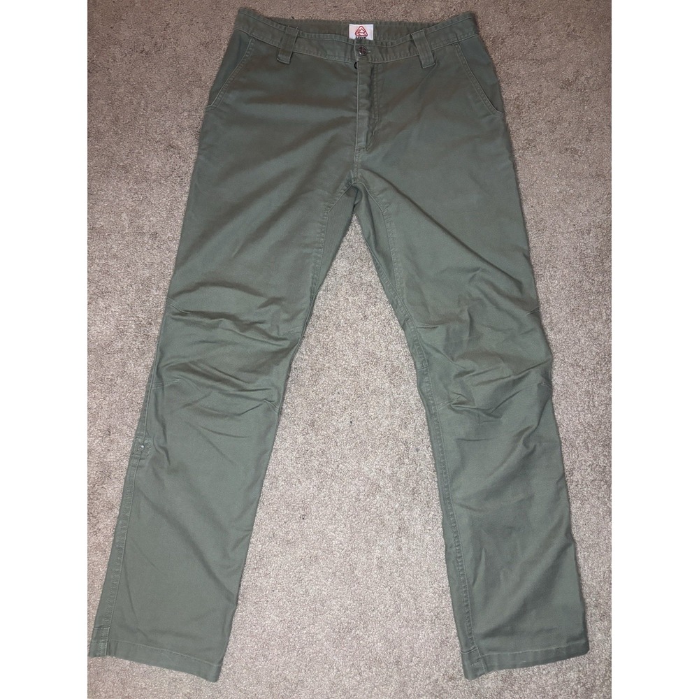 LIVSN Men's 33x32 Flex Canvas Pants Utility Hiking Outdoor Green Stretch